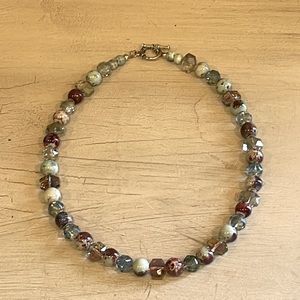 Necklace handmade glass beaded turquoise